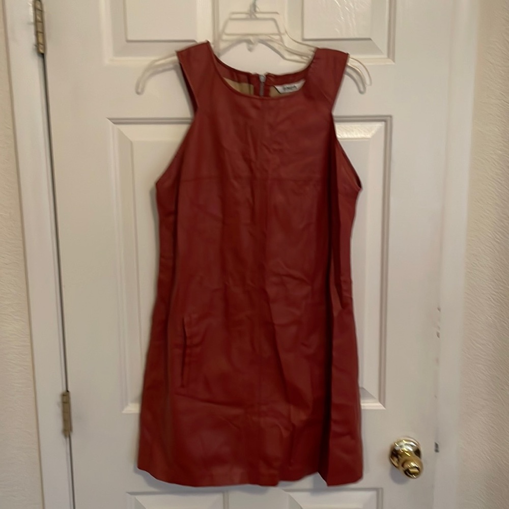 Faux leather shift mini dress